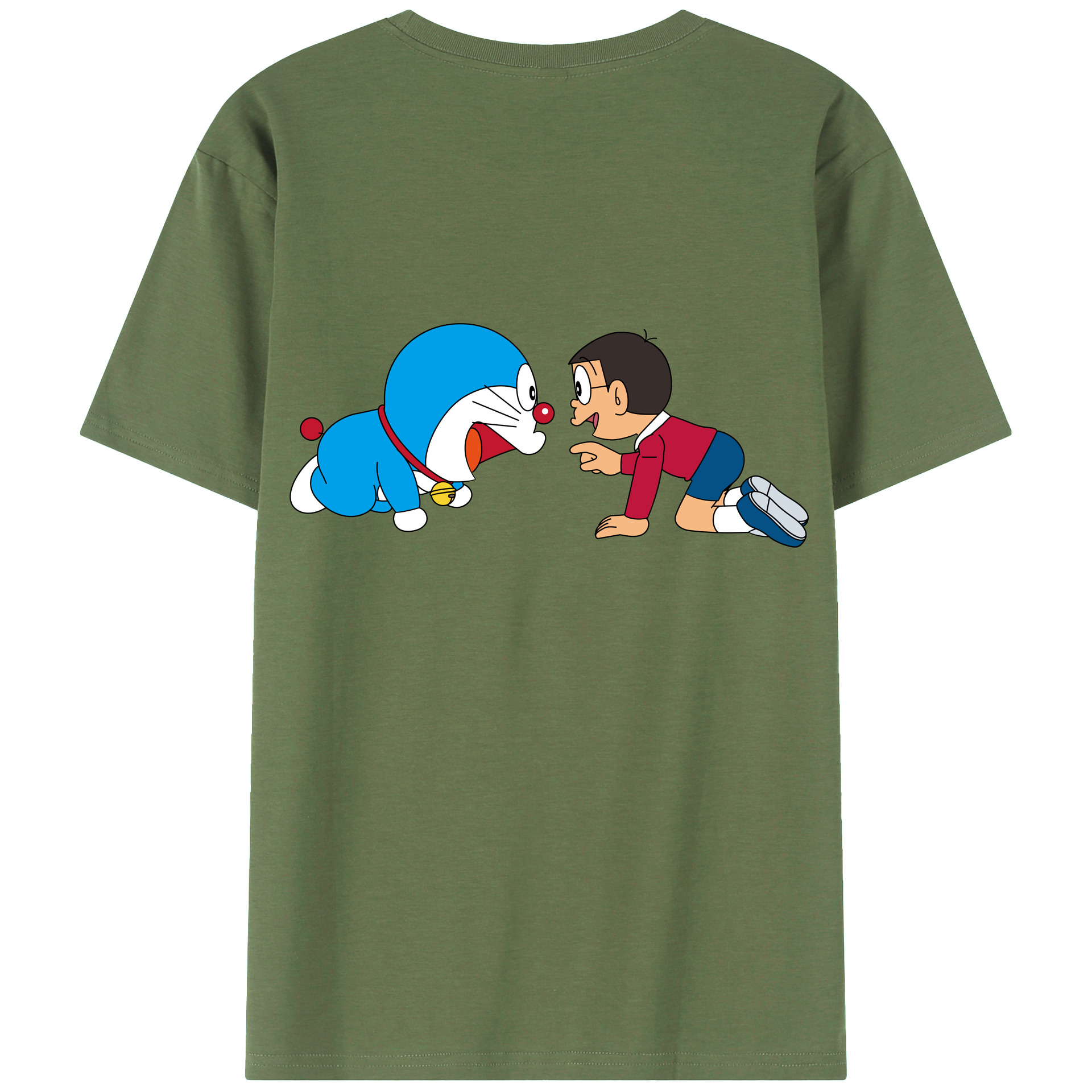 （画像用） ドラえもん 野比 のび太 Doraemon Nobita Nobi 綿100％ メンズ半袖Tシャツ（バックプリント） 通気性